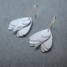  Sphinx Moth Earrings - small - grey - made from recycled plastics - Charity Ridpath