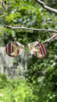  Adstract Tiger Earrings - Obsidian Pause Wearable Paper Art