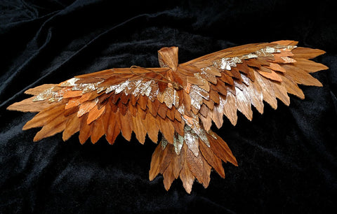 Handcrafted 3D Wood Veneer Red Shouldered Hawk