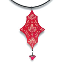  Hot Pink Damask Pendant w/ Glass - Christina Goodman