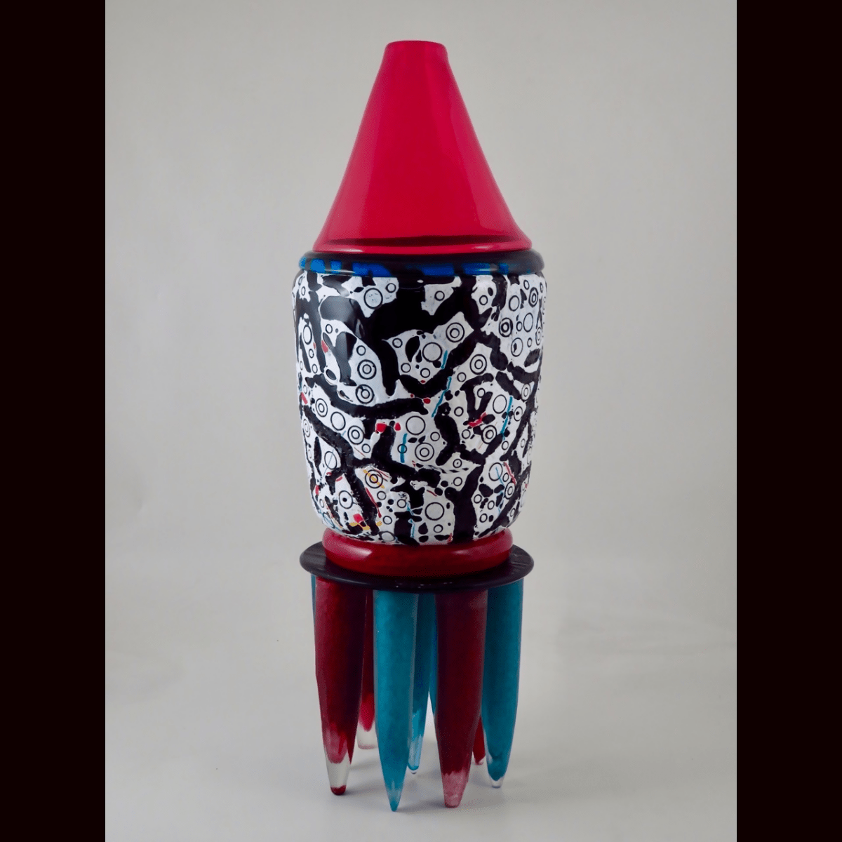 Blown Glass Sculptural Vessel: Rocket