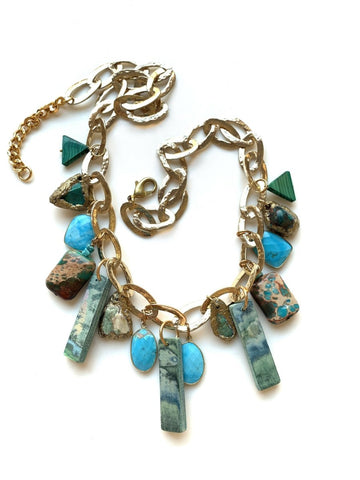 Colorful Statement Necklace with TURQUOISE and MINERALS