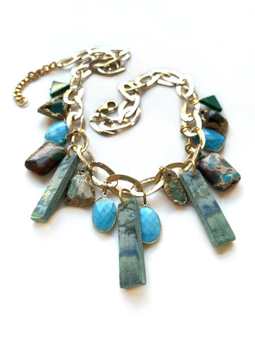 Colorful Statement Necklace with TURQUOISE and MINERALS