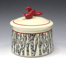  Two Red Bird Handle Forest Jar - Peggy Quinn Clay Studio