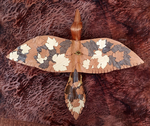 Handcrafted 3D wood veneer bird