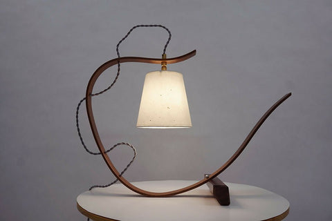 Bent Table Lamp, Walnut with Walnut Base