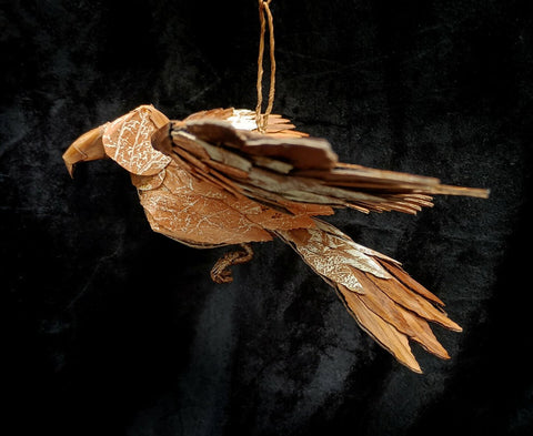 Handcrafted 3D Wood Veneer Red Shouldered Hawk