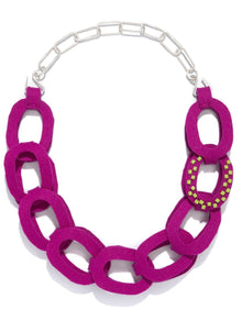  Big Felt Chain Necklace | Magenta/Chartreuse - Linda May Studio