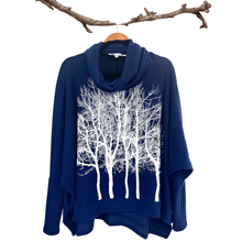  Fairytale Trees Turtleneck Sweater NAVY Blue - avalove