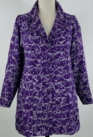 Purple and Grey Shibori Trench