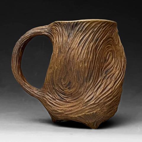 Handmade Carved Pottery Mug or Cup