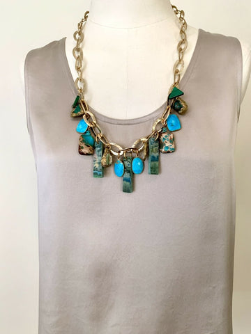 Colorful Statement Necklace with TURQUOISE and MINERALS