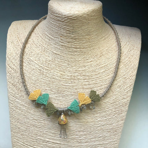 Spring Ginkgo Knotted Necklace