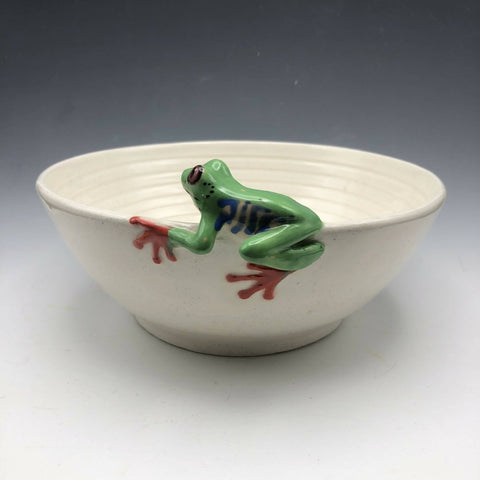 Red Eyed Tree Frog on Ribbed Bowl