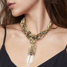  Colombian Quartz Crystal Necklace With Vintage Roped Chain