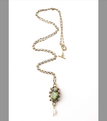  Tourmaline Pendant in Rose Pink or Green with Pearl Drop