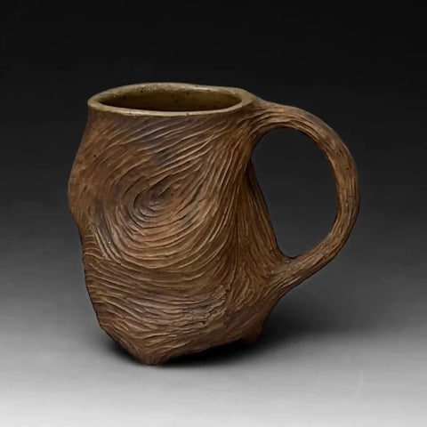 Handmade Carved Pottery Mug or Cup