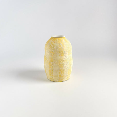 Yellow and White Paisley Bud Vase