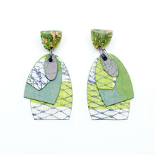  Printmaker's Oval Earrings - Multi green - aKresse Jewelry Design