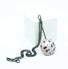  Cast Resin Reversible Pendant - Grey, red & white - aKresse Jewelry Design