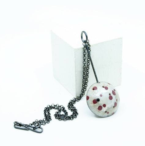 Cast Resin Reversible Pendant - Grey, red & white