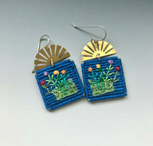  Square Royal Blue Botanical Earrings - Blue Quail Design