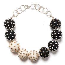  Big Beaded Felt Necklace | Black/White - Linda May Studio