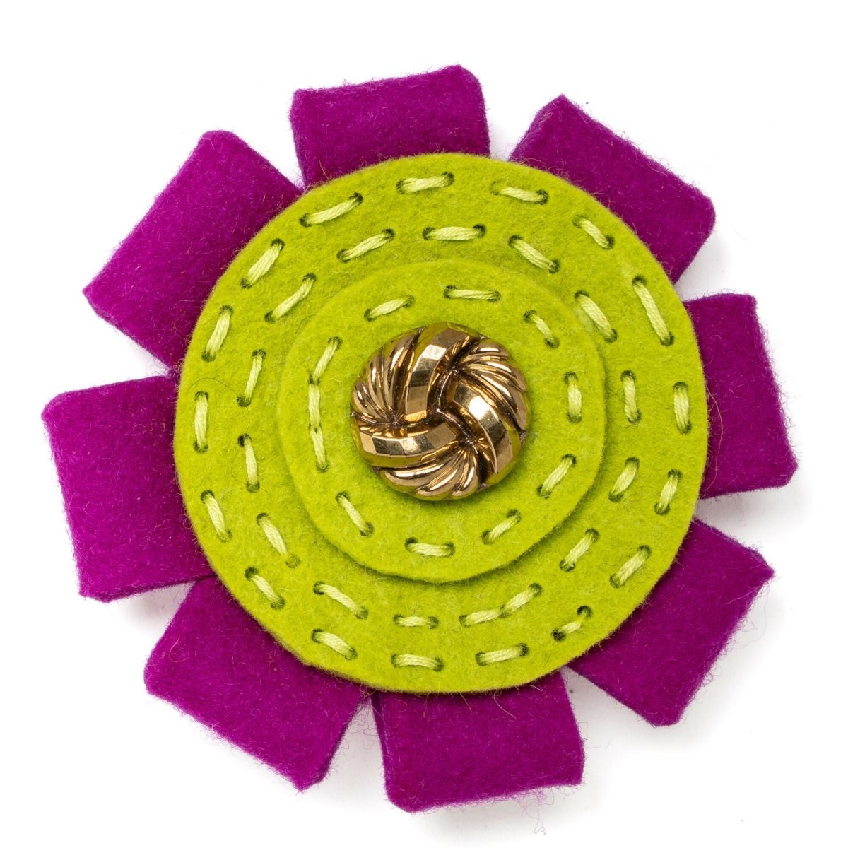 Felt Rosette Brooch | Magenta/Chartreuse