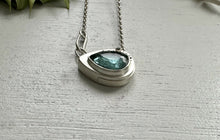  Sterling Silver and 14kt Gold necklace featuring a trillion cut Blue Tourmaline - "Dreamy Sky" - Reagan Hayhurst Designs