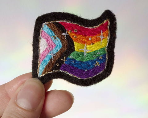 Hand Embroidered Pride Broaches and Patches