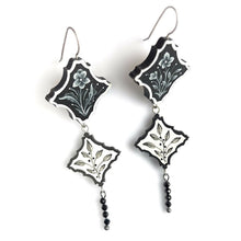  Black + White Flower Earrings w/ Spinel - Christina Goodman