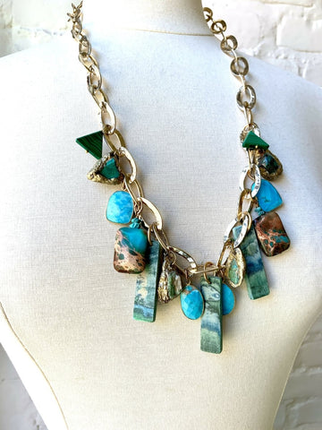 Colorful Statement Necklace with TURQUOISE and MINERALS