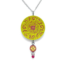  Chartreuse + Raspberry Round Pendant - Christina Goodman