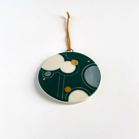 Green Bubble Ornament with Gold