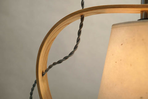 Bent Table Lamp, Ash with Walnut Base