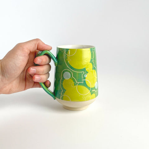 Chartreuse and Turquoise Bubble Mug