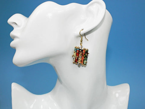 Recycled Newspaper Comic Strip Dangling Earrings