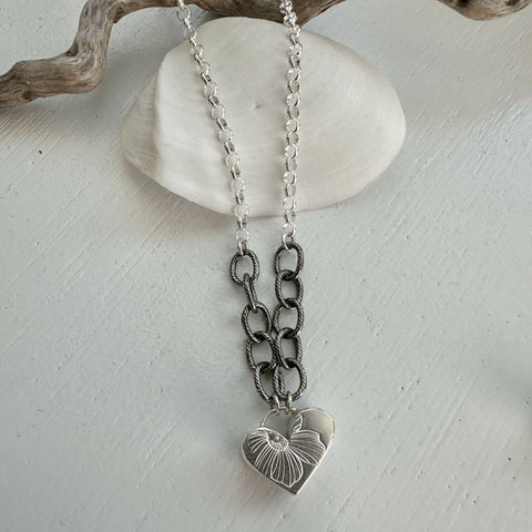 Small Puff Heart Sterling Silver Necklace