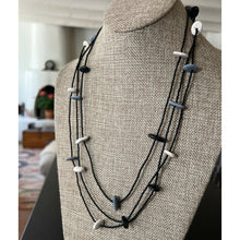  Black, Gray & White River Stone 78" Necklace - Betsy Bauer Studio - Wrappedrockz