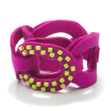  Beaded Felt Chain Cuff | Magenta/Chartreuse - Linda May Studio