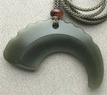  "Olive Dragon Fragment" Necklace with hand carved jade and machine braided silk - Taking Form Jade Studio