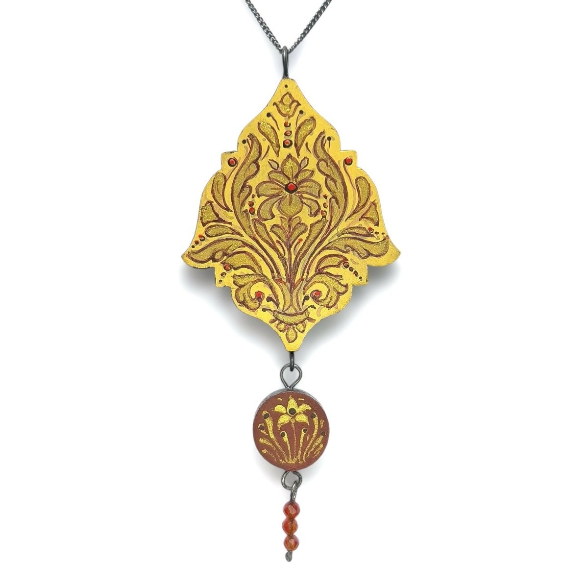 Autumn Damask Double Pendant w/ Carnelian