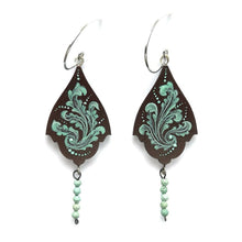  Chocolate + Aqua Acanthus Earrings w/ Turquoise - Christina Goodman