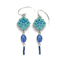  Aqua + Blue Flower Earrings w/ Lapis - Christina Goodman