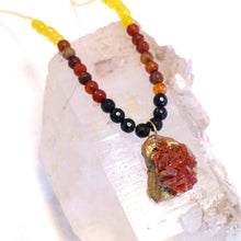  Beaded Stone Pendant Necklace with Vanadinite Mineral - Pauletta Brooks Wearable Art