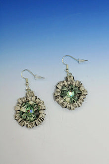  Recycled Dollar Bill and Newspaper Stock Listing Dangling Earrings - Holly Anne Mitchell Newspaper Jewelry