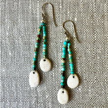  Turquoise Heishi Beads & White River Stone Earrings - Betsy Bauer Studio - Wrappedrockz