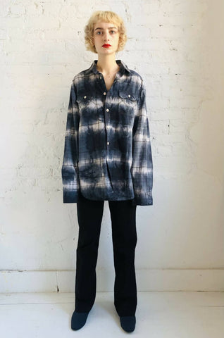 ONE OF A KIND • MDC RE•Created black tie-dyed button-down Shirt