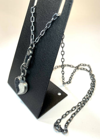 Mended Heart Necklace- Heathered Black and White