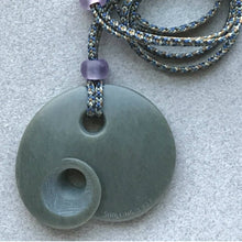  "Small Olive Pass-Through" Jade Necklace with Amethyst Beads - Taking Form Jade Studio